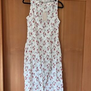Doen White and Red Floral Midi Dress